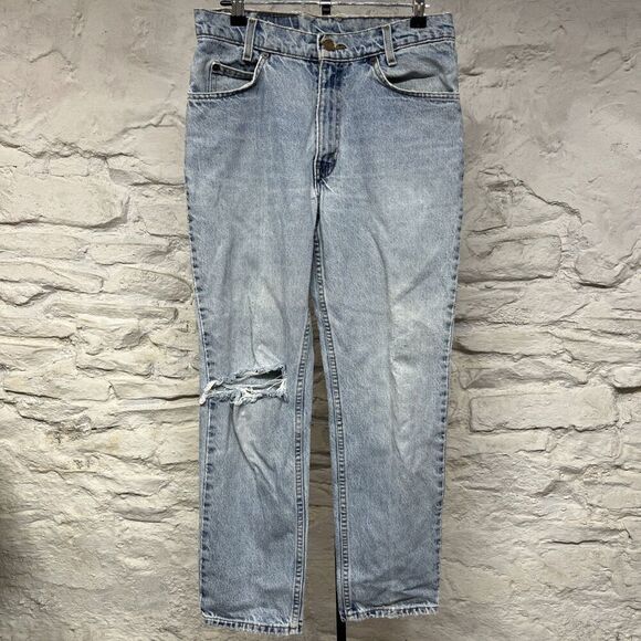 Levi's 505 Jeans 30x28 Blue Orange Tab Straight Leg Distressed USA Made Vintage - Picture 1 of 7
